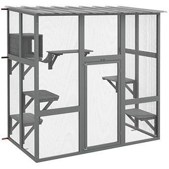 PawHut Catio Outdoor Cat Enclosure Window Box W/ Bridge Platforms