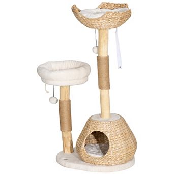 PawHut 41" Cat Tree for Indoor Cats with Wooden Cat Scratching Posts, Condo