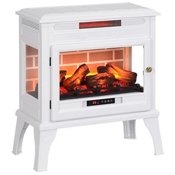 HOMCOM 24inch Freestanding Electric Fireplace Stove w/ Realistic Flame