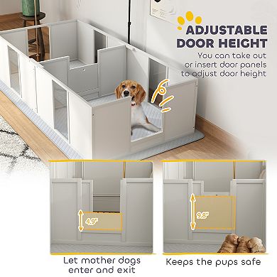 PawHut Whelping Box for Dogs w/ Retractable Light Stand & Waterproof Pee Pad