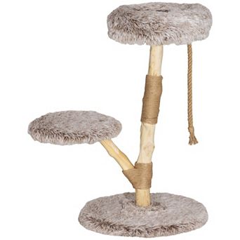 Pawhut 35 Inch Moden Cat Tree Tower With Wooden Scratching Post