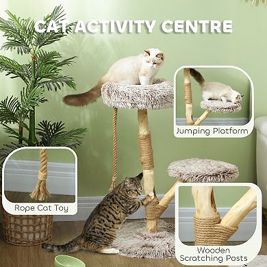 PawHut 35 Inch Moden Cat Tree Tower with Wooden Scratching Post