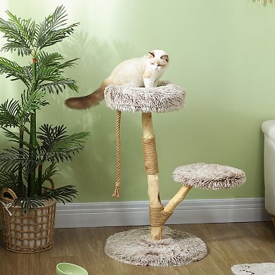 PawHut 35 Inch Moden Cat Tree Tower with Wooden Scratching Post