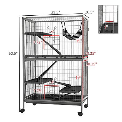 PawHut 5-Tier Small Animal Cage, Ferret Cage, Large Chinchilla Cage