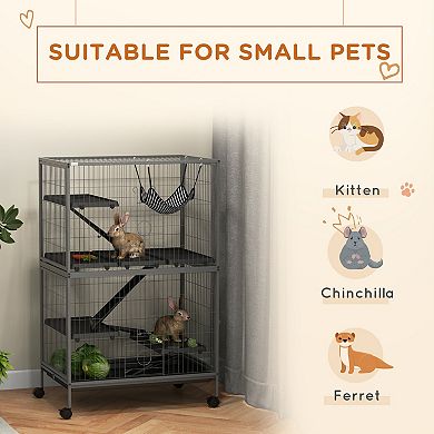 PawHut 5-Tier Small Animal Cage, Ferret Cage, Large Chinchilla Cage