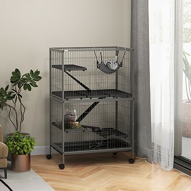 PawHut 5-Tier Small Animal Cage, Ferret Cage, Large Chinchilla Cage