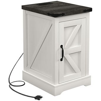 HOMCOM End Table with Charging Station and USB Ports