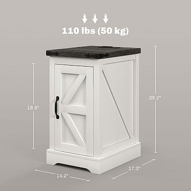 HOMCOM End Table with Charging Station and USB Ports,