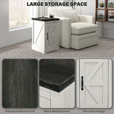 HOMCOM End Table with Charging Station and USB Ports,