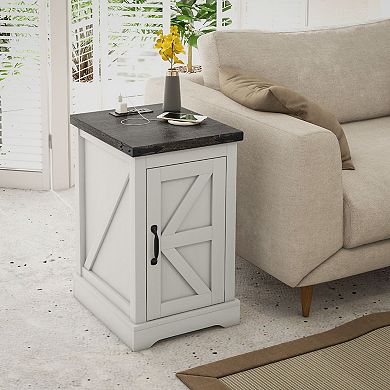 HOMCOM End Table with Charging Station and USB Ports,