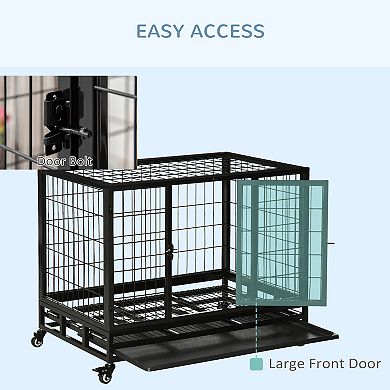 PawHut 36inch Heavy Duty Dog Crate, Indestructible Dog Cage Kennel