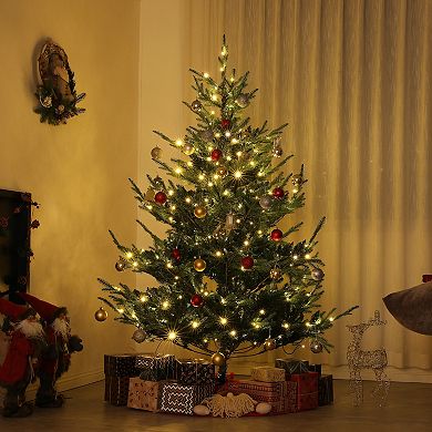 HOMCOM 6 ft Prelit Artificial Christmas Tree with Dual Color LED Lights