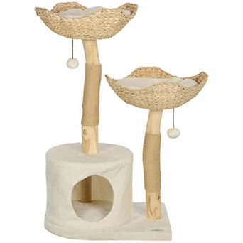Pawhut Modern Cat Tree With Wooden Scratching Posts, Condo, Beds, Cushions