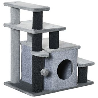 Pawhut Pet Stairs, Adjustable Height 3 Step/4 Step Cat Steps