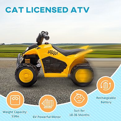 Qaba CAT Licensed Kids ATV with Horn, LED Headlights for 18-36 Months