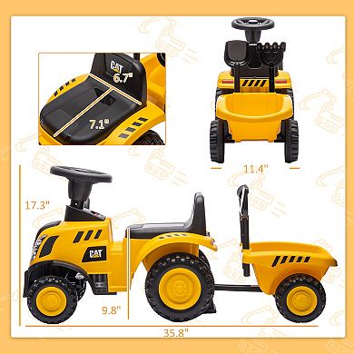 Qaba Ride-On Excavator for Kids with Shovel, Trailer & No Power Design