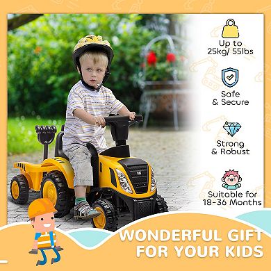 Qaba Ride-On Excavator for Kids with Shovel, Trailer & No Power Design