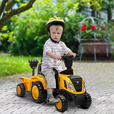 Qaba Ride-On Excavator for Kids with Shovel, Trailer & No Power Design