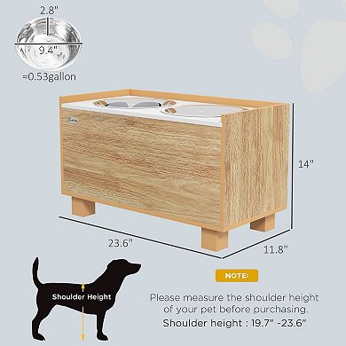 PawHut Elevated Dog Bowls, 14" H Raised Dog Bowl Stand with Slow Feeder Dog Bowl