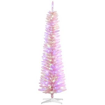Homcom 6ft Pencil Artificial Christmas Tree With Colorful Led Lights