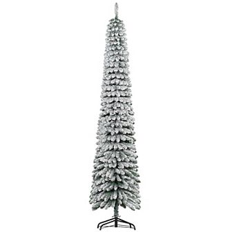 HOMCOM 8' Tall Unlit Snow Flocked Artificial Christmas Tree