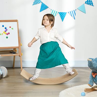 Qaba Balance Board Kids, 35 Inch Wooden Wobble Board for Children