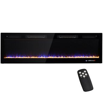 HOMCOM 1500W Ultra-thin Electric Fireplace Recessed, Mounted, 60"