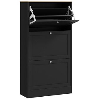 HOMCOM Modern Shoe Cabinet with 3 Flip Drawers for 18 Pairs