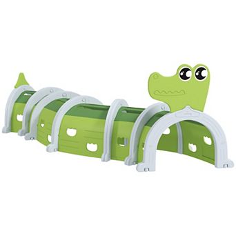 Qaba Kids Play Tunnel w/ Crocodile Theme for Kids to Crawl, 113" Long