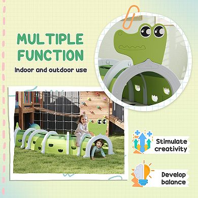 Qaba Kids Play Tunnel w/ Crocodile Theme for Kids to Crawl, 113" Long