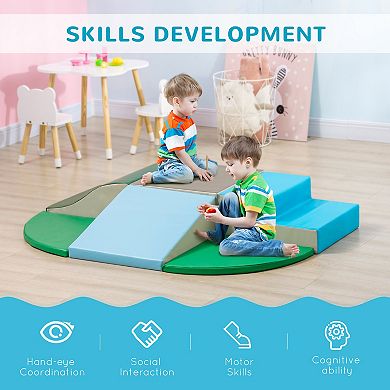 Qaba 6-Pieces Foam Climbing Blocks for Toddlers 1-3 Years, Soft Play Set for Climb and Crawl