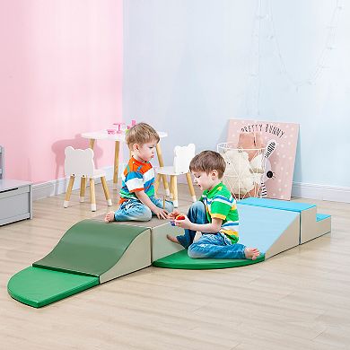 Qaba 6-Pieces Foam Climbing Blocks for Toddlers 1-3 Years, Soft Play Set for Climb and Crawl