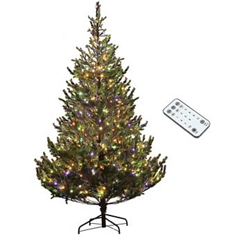 HOMCOM 7ft Artificial Sparse Cedar Christmas Tree with LED Lights