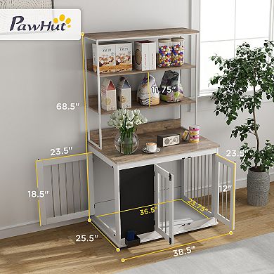 PawHut 39" Dog Crate Furniture for Lage Dogs w/ Storage Shelf