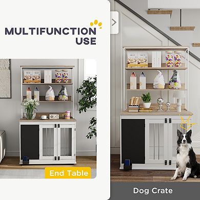 PawHut 39" Dog Crate Furniture for Lage Dogs w/ Storage Shelf