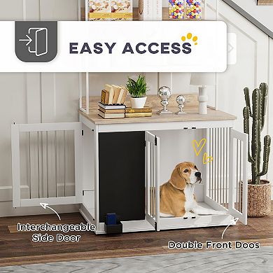 PawHut 39" Dog Crate Furniture for Lage Dogs w/ Storage Shelf