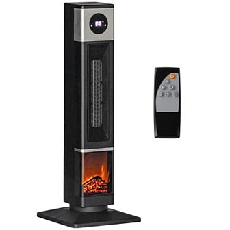 HOMCOM 1400W Electric Fireplace Heater with Oscillation, Timer