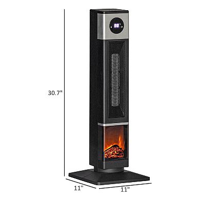 HOMCOM 1400W Electric Fireplace Heater with Oscillation, Timer