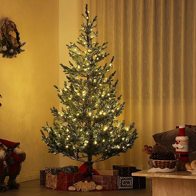 HOMCOM 6ft Artificial Sparse Cedar Christmas Tree with LED Lights