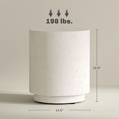 HOMCOM Accent Table with Concrete Finish, Round Side Table