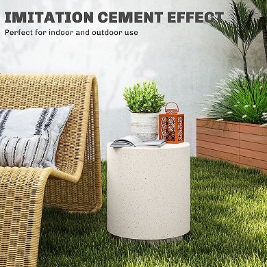 HOMCOM Accent Table with Concrete Finish, Round Side Table