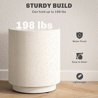 HOMCOM Accent Table with Concrete Finish, Round Side Table