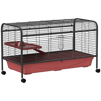 PawHut 48" L Small Animal Cage Rabbit Hutch with Feeder