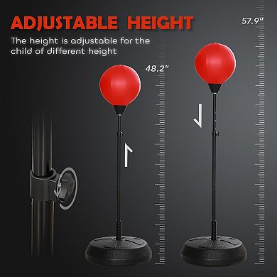 Qaba Punching Bag for Kids w/ Stand & Boxing Gloves for Years 5-10