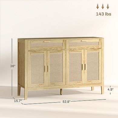 HOMCOM 53" Sideboard Buffet Cabinet with Storage Drawers and Doors