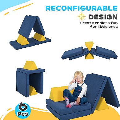 Qaba 6 Pieces Foam Climbing Blocks, Climbing Toys with Washable Cover