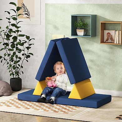 Qaba 6 Pieces Foam Climbing Blocks, Climbing Toys with Washable Cover