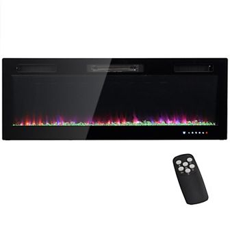 HOMCOM 1500W Ultra-thin Electric Fireplace Recessed, Mounted, 50"