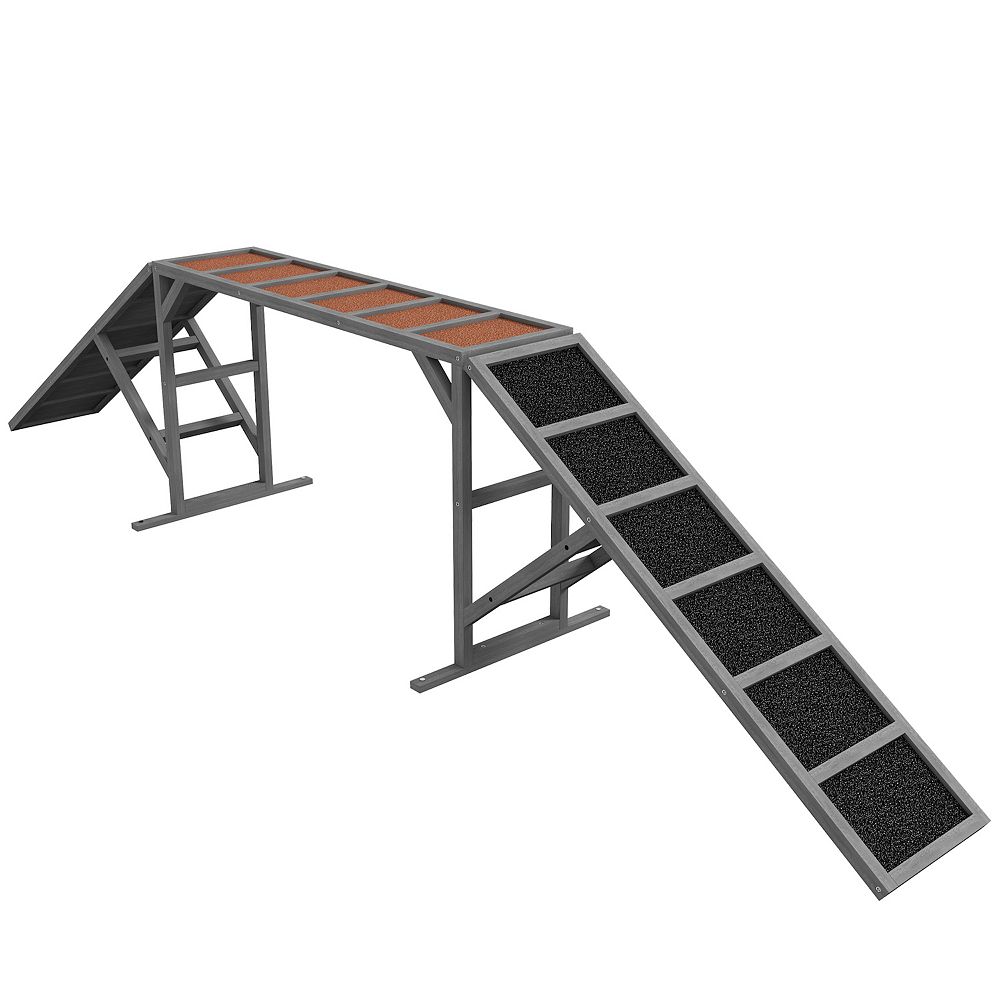 PawHut Dog Agility Equipment Ramp with Safety Bar, Non-slip Surface
