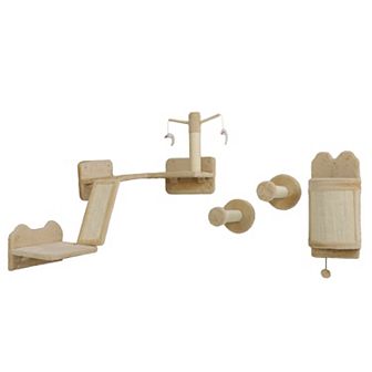Pawhut 4 pc Corner Design Cat Wall Shelve For Indoor Cats